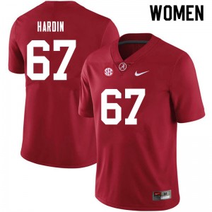 Women Donovan Hardin Crimson Bama Football #67 Jersey 870258-925