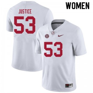 Women Kevin Justice White Bama Football #53 Jersey 227571-120