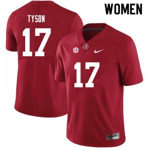 Women Paul Tyson Crimson Bama Football #17 Jersey 916896-885
