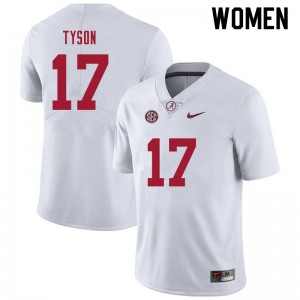 Women Paul Tyson White Bama Football #17 Jersey 995147-367
