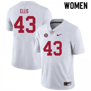 Women Robert Ellis White Bama Football #43 Jersey 194480-967