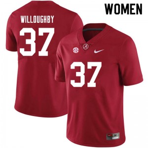 Women Sam Willoughby Crimson University of Alabama Football #37 Jersey 305732-351