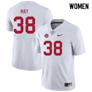 Women Alijah May White University of Alabama Football #38 Jersey 177785-428