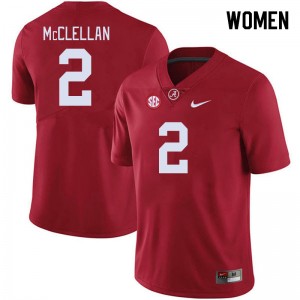 Women Jase McClellan Crimson Alabama Football #2 Jersey 548535-330
