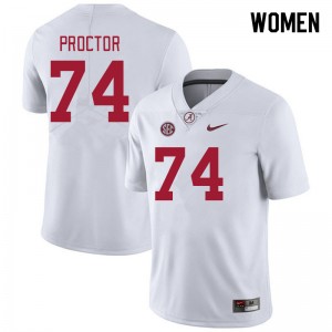 Women Kadyn Proctor White Alabama Crimson Tide Football #74 Jersey 189054-243