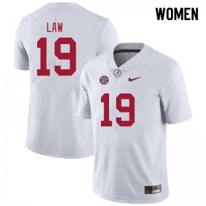 Women Kendrick Law White Alabama Football #19 Jersey 681925-769