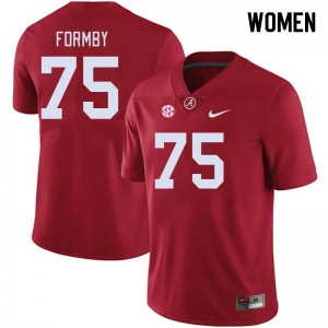 Women Wilkin Formby Crimson Bama Football #75 Jersey 293840-673