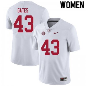 Women A.J. Gates White University of Alabama Football #43 Jersey 220135-969
