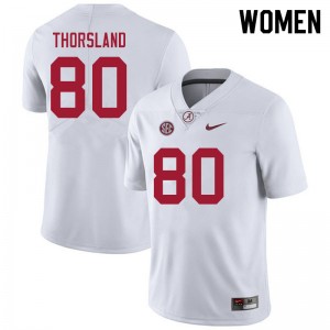 Women Adam Thorsland White University of Alabama Football #80 Jersey 802847-634