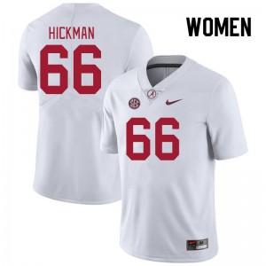 Women Baker Hickman White Alabama Football #66 Jersey 678088-396