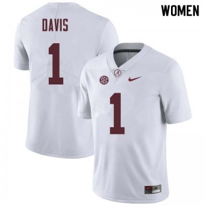 Women Ben Davis White Bama Football #1 Jersey 409016-429