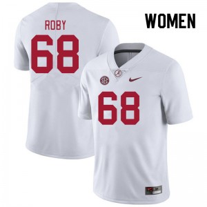 Women Billy Roby White University of Alabama Football #68 Jersey 752175-898