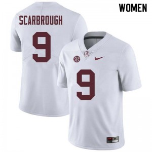 Women Bo Scarbrough White University of Alabama Football #9 Jersey 780546-189