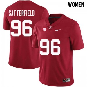 Women Brannon Satterfield Crimson University of Alabama Football #96 Jersey 130427-507
