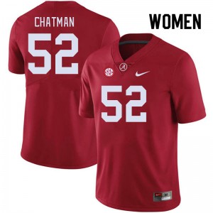Women Braylon Chatman Crimson Bama Football #52 Jersey 295027-535