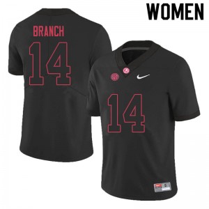 Women Brian Branch Black Alabama Football #14 Jersey 618063-487