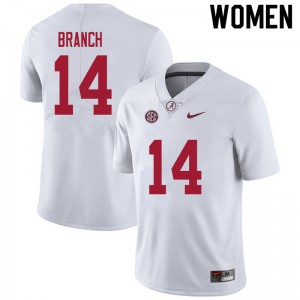Women Brian Branch White University of Alabama Football #14 Jersey 770980-909