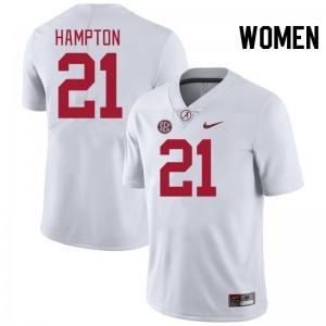 Women Bubba Hampton White Alabama Crimson Tide Football #21 Jersey 186148-512