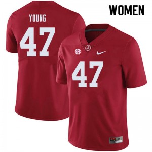 Women Byron Young Crimson Bama Football #47 Jersey 134699-234