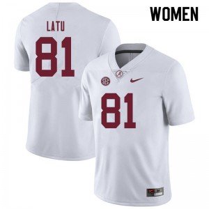 Women Cameron Latu White University of Alabama Football #81 Jersey 162926-510