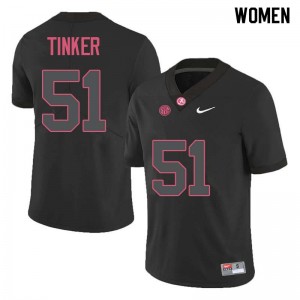 Women Carson Tinker Black University of Alabama Football #51 Jersey 231624-151