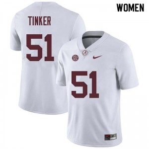 Women Carson Tinker White Alabama Crimson Tide Football #51 Jersey 188889-906