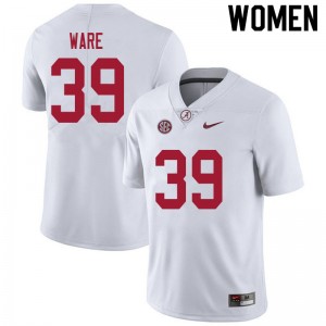 Women Carson Ware White University of Alabama Football #39 Jersey 638266-498
