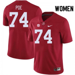 Women Casey Poe Crimson Alabama Football #74 Jersey 435251-509