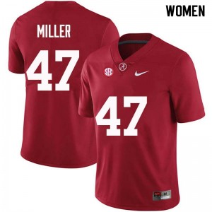Women Christian Miller Crimson Alabama Football #47 Jersey 930932-637