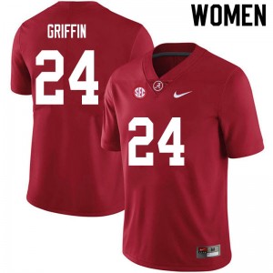 Women Clark Griffin Crimson Alabama Football #24 Jersey 371256-867