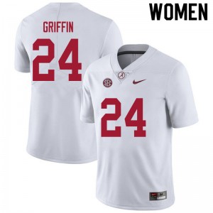 Women Clark Griffin White Bama Football #24 Jersey 918096-394