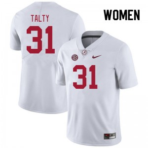 Women Conor Talty White University of Alabama Football #31 Jersey 677862-537