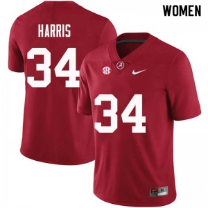 Women Damien Harris Crimson Bama Football #34 Jersey 354885-763