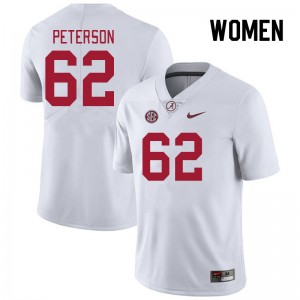 Women Davis Peterson White Bama Football #62 Jersey 900962-578