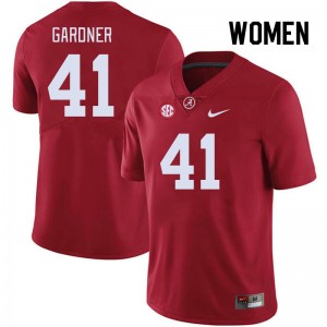Women JR Gardner Crimson Alabama Football #41 Jersey 617210-554