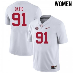 Women Jaheim Oatis White University of Alabama Football #91 Jersey 556224-184