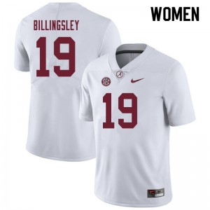 Women Jahleel Billingsley White University of Alabama Football #19 Jersey 107893-184