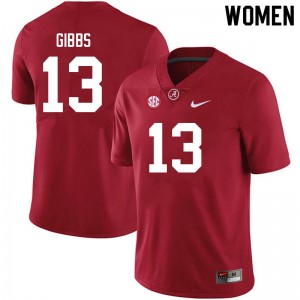 Women Jahmyr Gibbs Crimson Bama Football #13 Jersey 829812-869