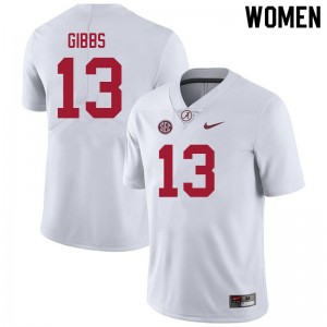 Women Jahmyr Gibbs White Alabama Football #13 Jersey 551331-113