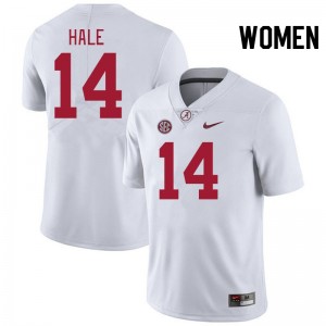Women Jalen Hale White Bama Football #14 Jersey 370764-846