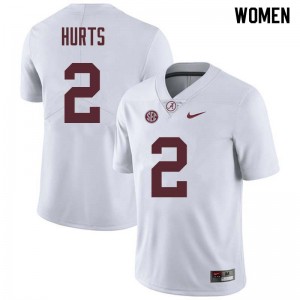 Women Jalen Hurts White Bama Football #2 Jersey 734369-861