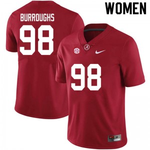 Women Jamil Burroughs Crimson Bama Football #98 Jersey 838177-700