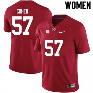 Women Javion Cohen Crimson University of Alabama Football #57 Jersey 279696-683