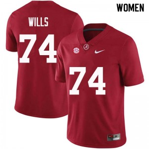 Women Jedrick Wills Crimson Bama Football #74 Jersey 206116-324