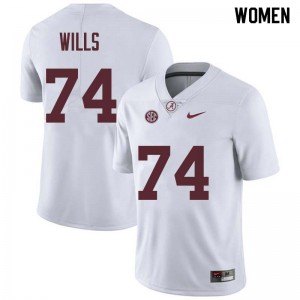 Women Jedrick Wills White Bama Football #74 Jersey 449413-546