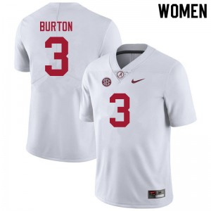Women Jermaine Burton White University of Alabama Football #3 Jersey 940882-266