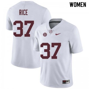 Women Jonathan Rice White Alabama Football #37 Jersey 987050-894