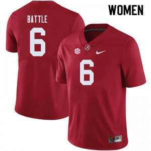 Women Jordan Battle Crimson Alabama Crimson Tide Football #6 Jersey 742846-878