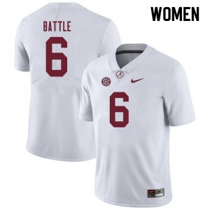 Women Jordan Battle White Alabama Football #6 Jersey 138739-172
