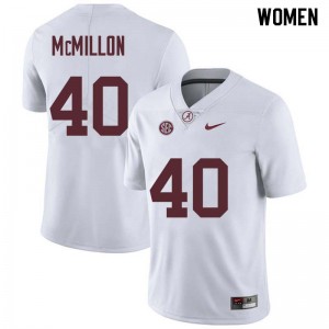 Women Joshua McMillon White University of Alabama Football #40 Jersey 686608-601